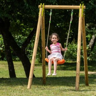 Portique bois SALLY - 1 balançoire soufflée orange