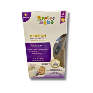 Biberon Wide Neck 240Ml A Poignée 3 mois - Notre Bébé