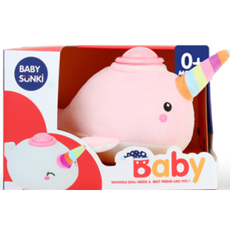 Peluche licorne baleine lumineuse Rose