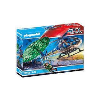 Hélicoptère de police et parachutiste