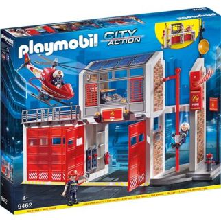 Caserne de pompiers avec hélicoptère - Playmobil