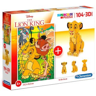 Puzzle 104 Modèle 3D Lion King - Clementoni