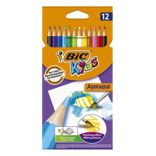 CRAYONS COULEURES AQUARELLES 12 PC LONGUE BIC - Aquacouleur