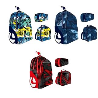 Trolley 18" 3Poches +Sac à Gouter+ Trousse+ Porte Clé-Modèle 2