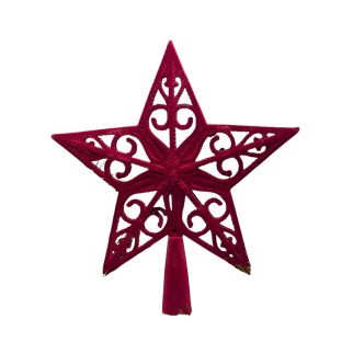 PAQUET 1 ETOILE SAPIN VELOURS BORDEAUX 20x21CM