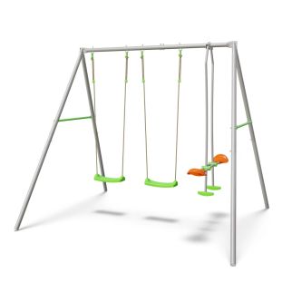 Portique en métal LOUISE - 2 balançoires + 1 face à face